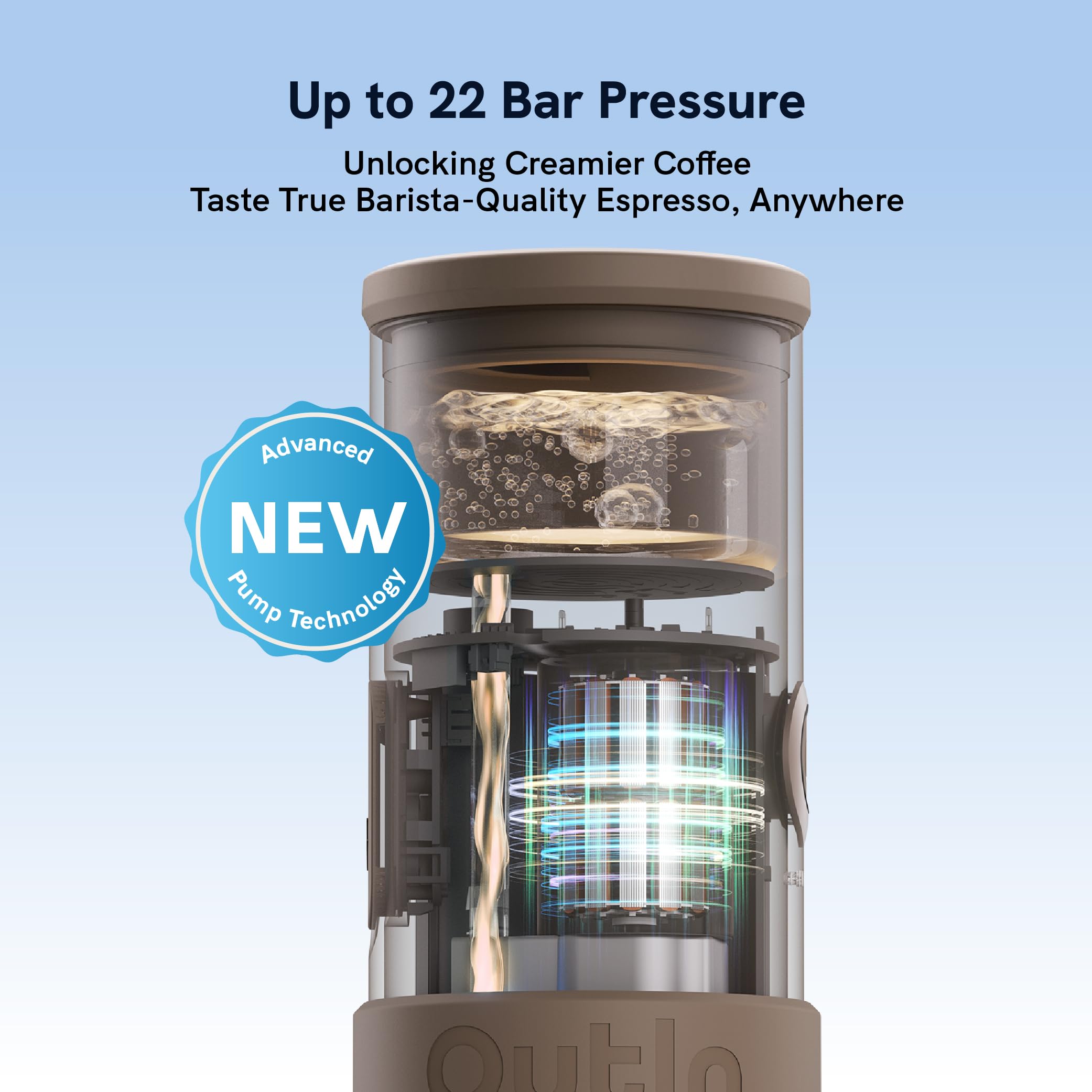 OutIn Mino Macchina per caffè espresso elettrica portatile supporto da Caffè Pieghevole e Ultra-Portatile con Moschettone