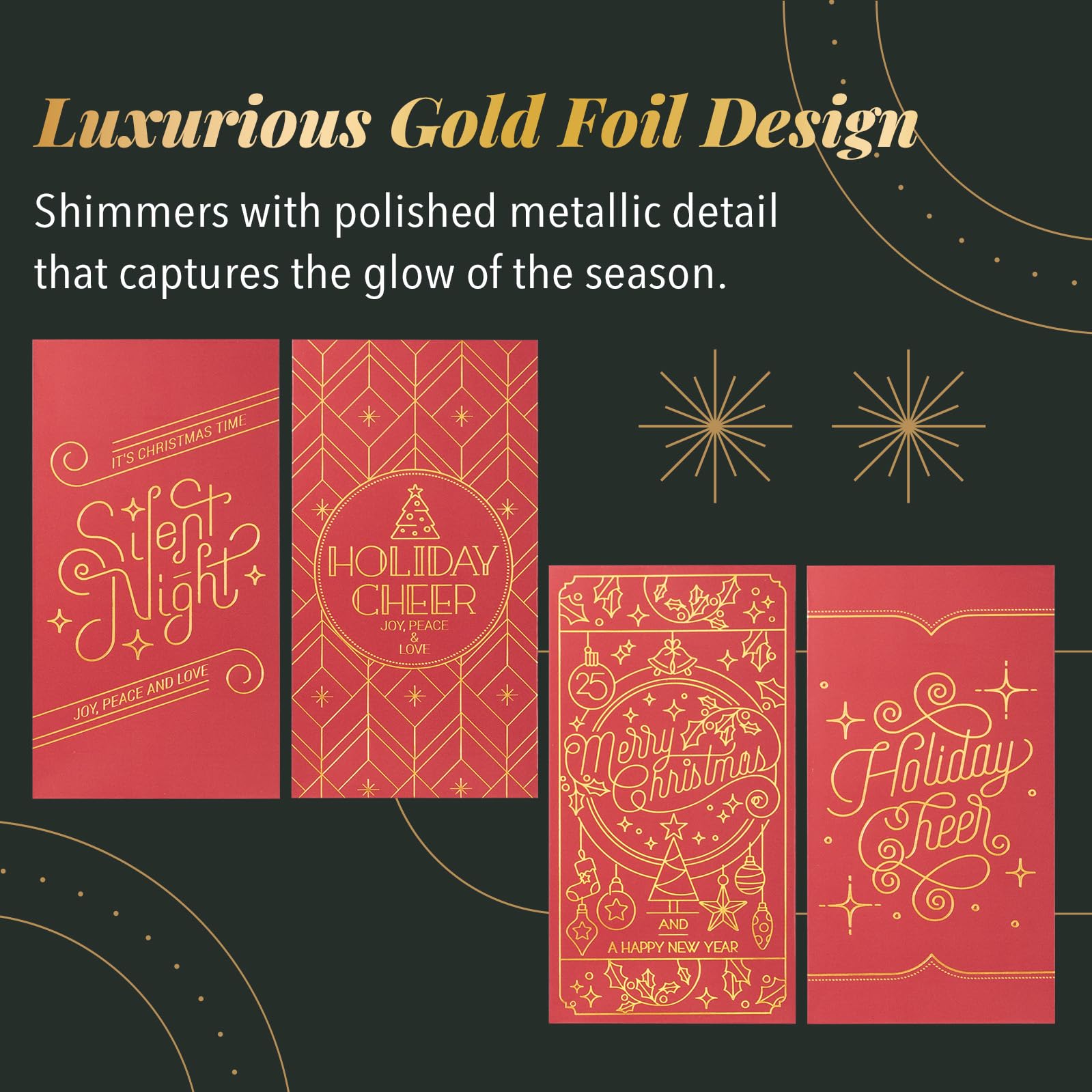 Christmas Money Envelopes For Cash Gifts, 20-Pack Xmas Money Holders With Gold Foil Design, Holiday Cash & Coin Envelopes, Holiday Sparkle Series, 3.5 X 6.5 Inches - View #2