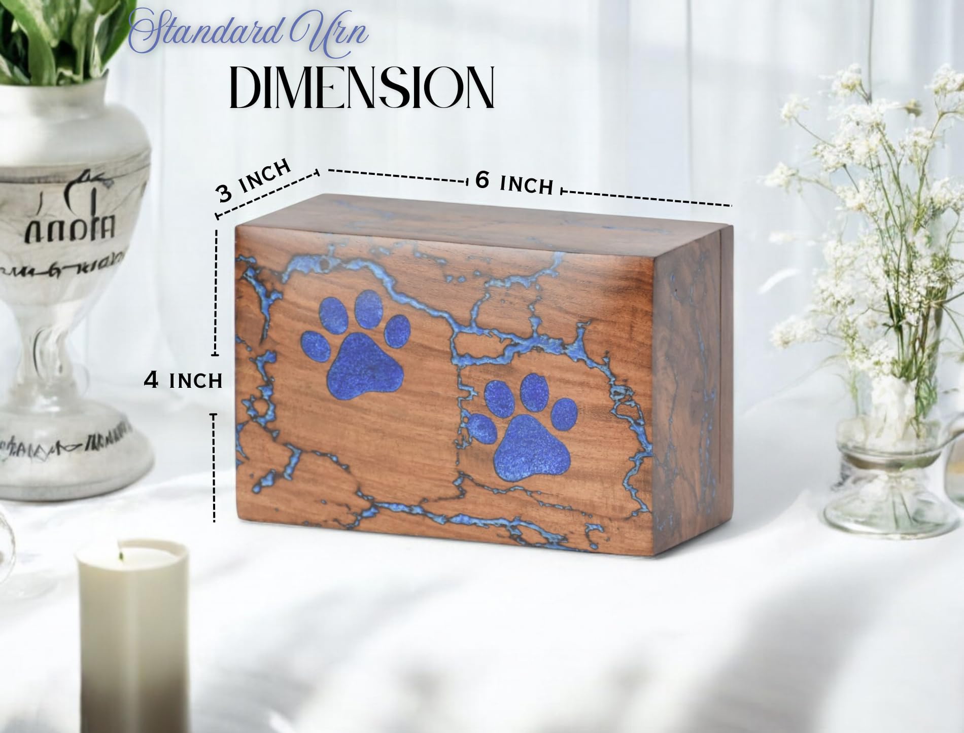Pet Urn for Ashes, Blue + Brown, M - Image 4