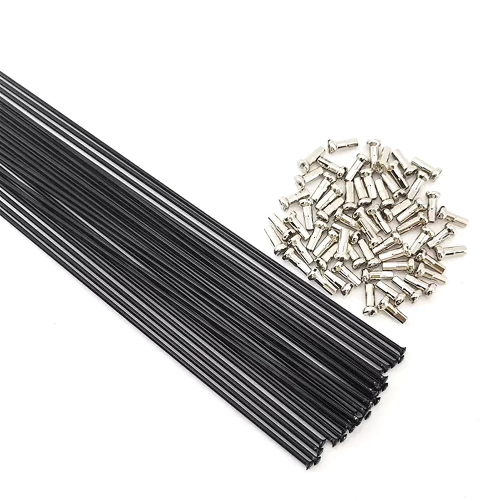 Fahrradspeichen Fahrradspeichen, runde Speichen, J-Biegung, gerader Zugkopf, Schwarze Fahrradspeichen mit Kupferkappe(Steaight 72pcs)