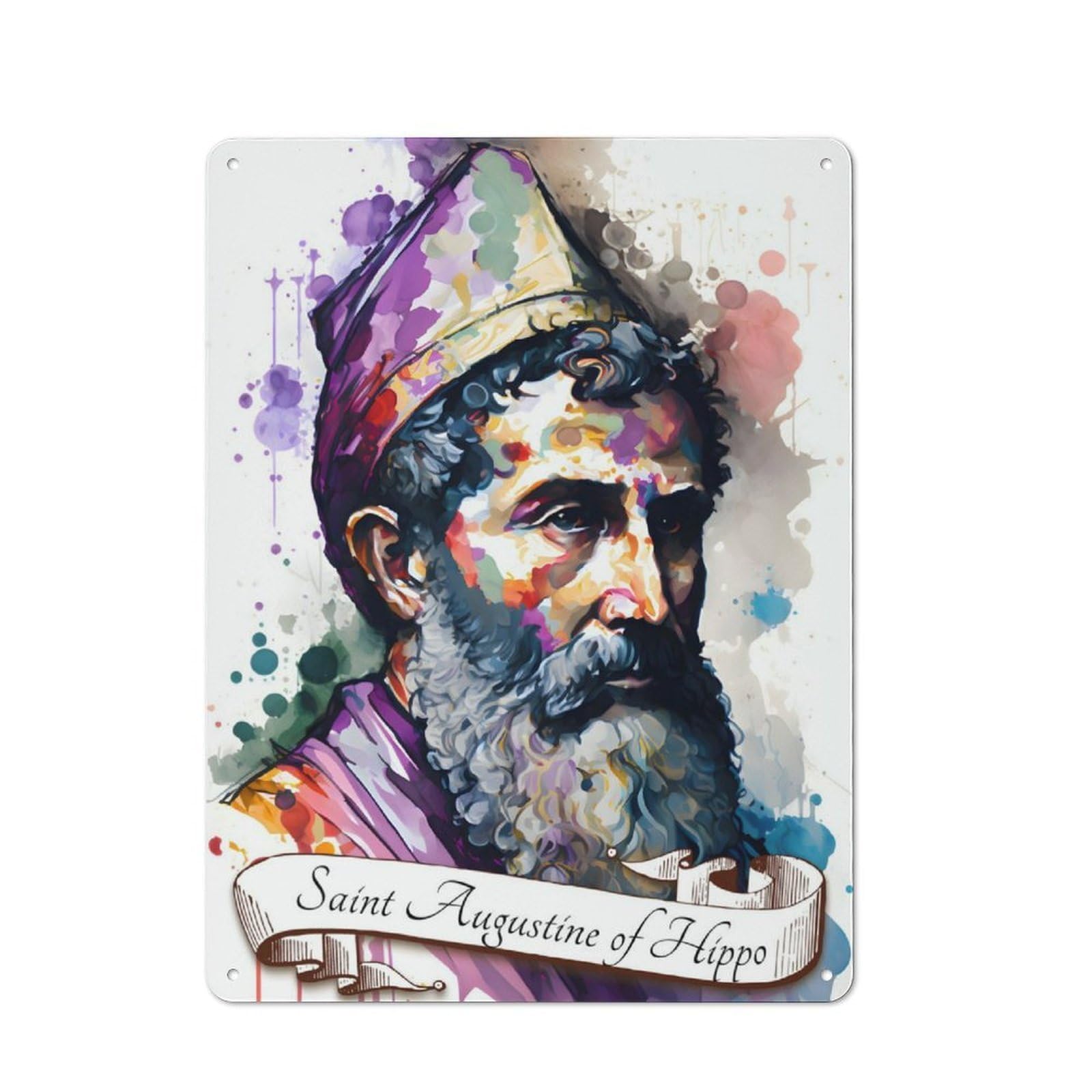 Junmoney Saint Augustine Of Hippo Tin Wall Plaque 40X30cm With For Garage Or Workshop, For An Autumn Wall Display In Garage And Workshop