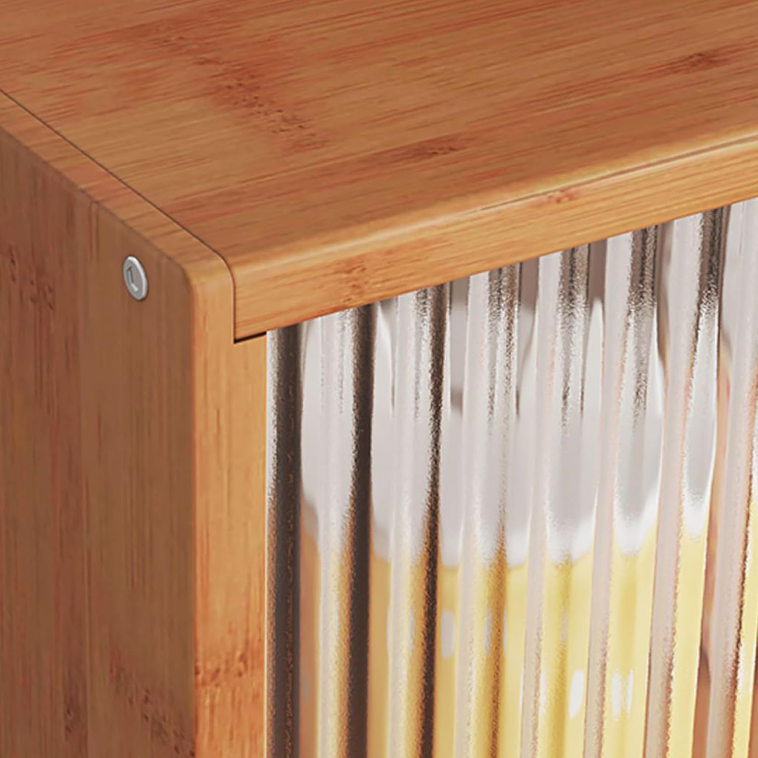 [YXSNG] カウンター上収納 食器棚 卓上 ミニ食器棚 竹製 カップボード ミニ 扉付き 棚 スパイスラック 上置き 北欧 ブラ