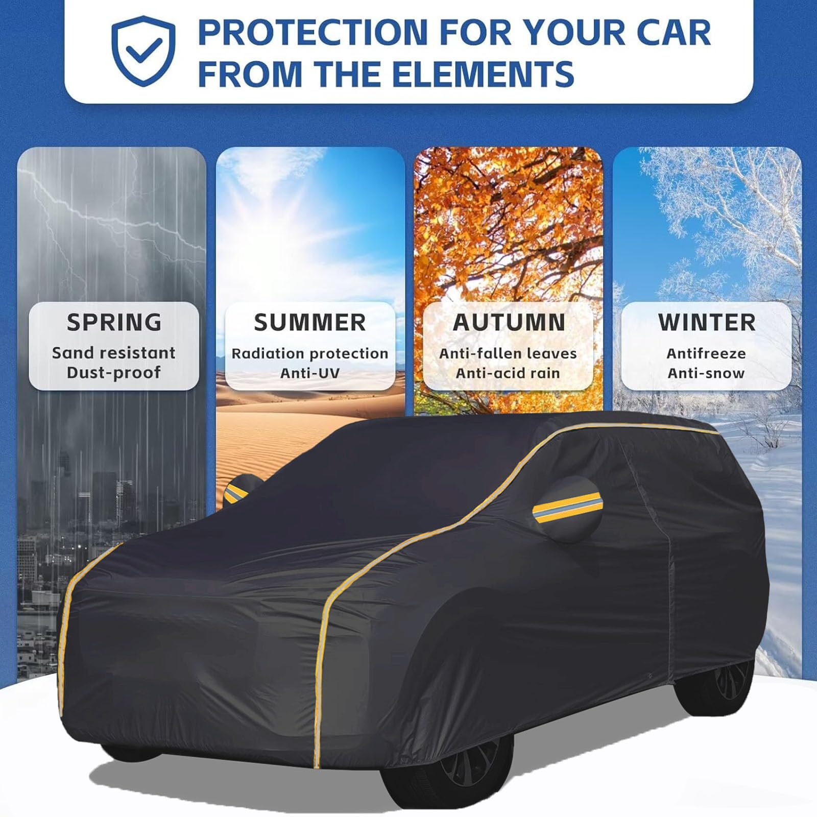 Telone per Auto dedicato Hyundai Santa Fe (2016-2018),Car Cover Impermeabile e Traspirante Protezione Solare Pioggia Neve Graffi con Tasca Specchio e Chiusura Lampo