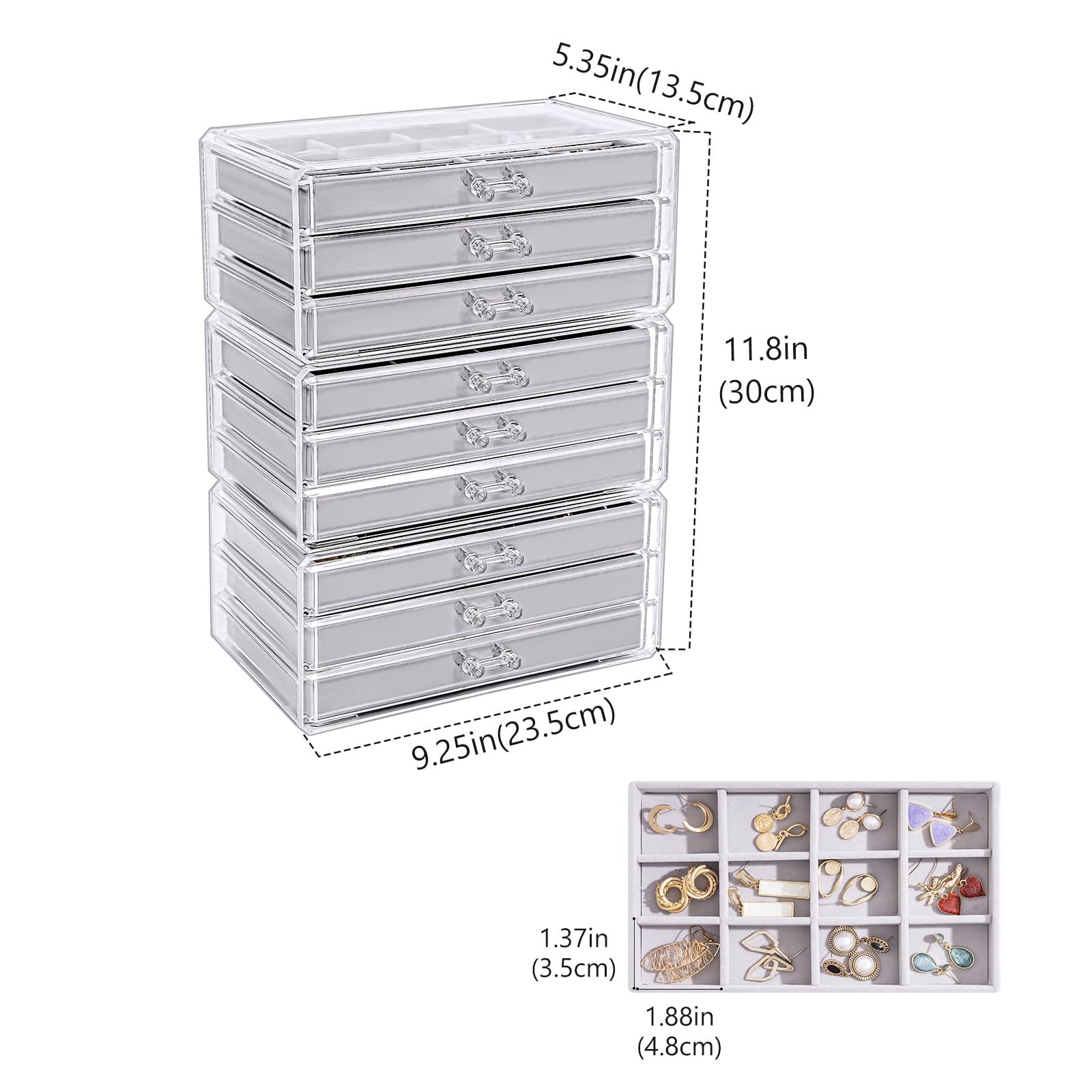 Lolalet Porte Bijoux, Presentoir Bijoux Bois Métal, Support Boucle D'Oreille Collier Bracelet