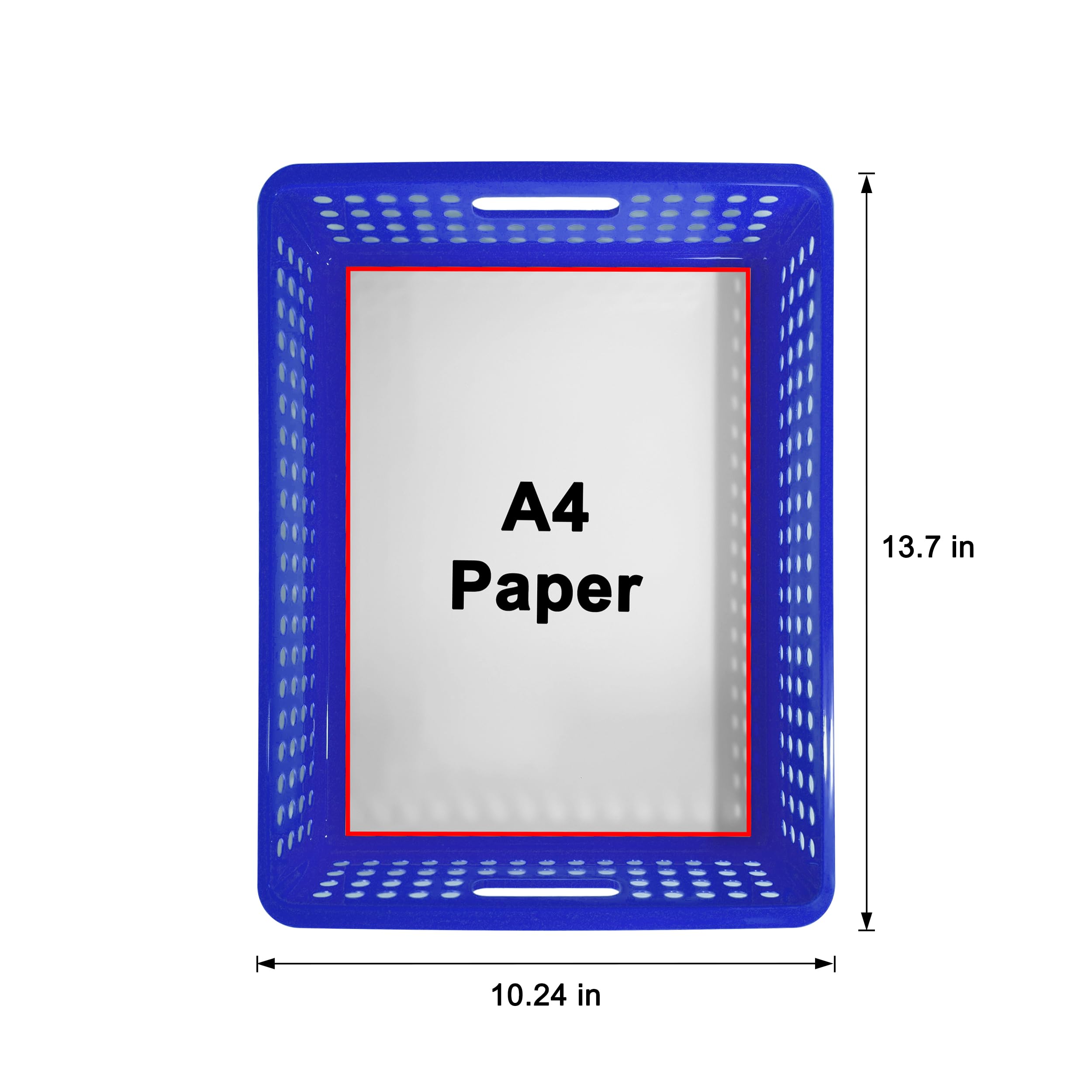 Soddeph Stapelbare A4-Papier-Organizer-Tabletts, Kunststoff-Aufbewahrungsbehälter mit Griffen, hohles Design, Organizer-Körbe für Klassenzimmer, Büro, Zuhause, 4 Stück