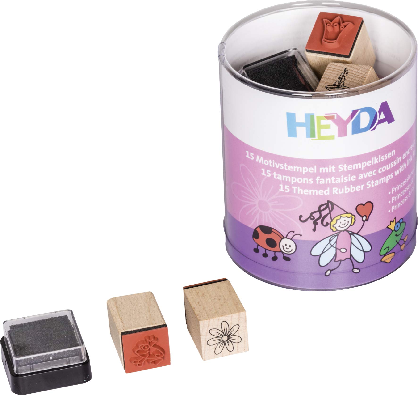 Baier & Schneider Princesses & Fairies Wooden Rubber Stamps Stamp Set for Children, 1.5 x 1.5