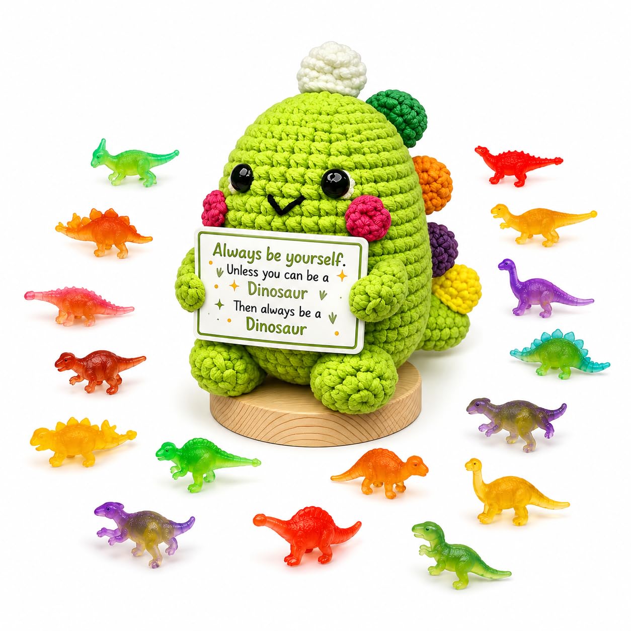 17pcs Dinosaur Gifts Set, Emotional Support Crochet and Dinosaur Figures
