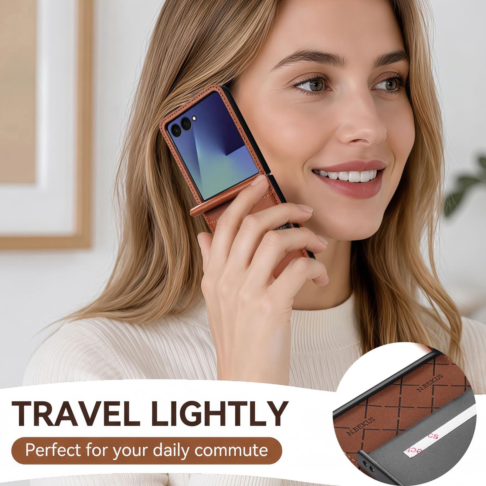 Sottile Cover Per Samsung Galaxy Z Flip 8, A Libro Portacarte In Pelle