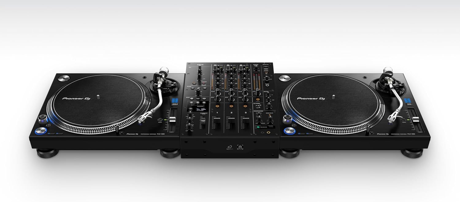 AlphaTheta DJM‑V5 3‑Channel Professional DJ Mixer, ESS 32‑bit AD/DA, 4‑Band EQ, Beat‑Synced Send FX, Cross‑Pass Filter, SonicLink Wireless Headphone Transmitter, Pro DJ Link — Black