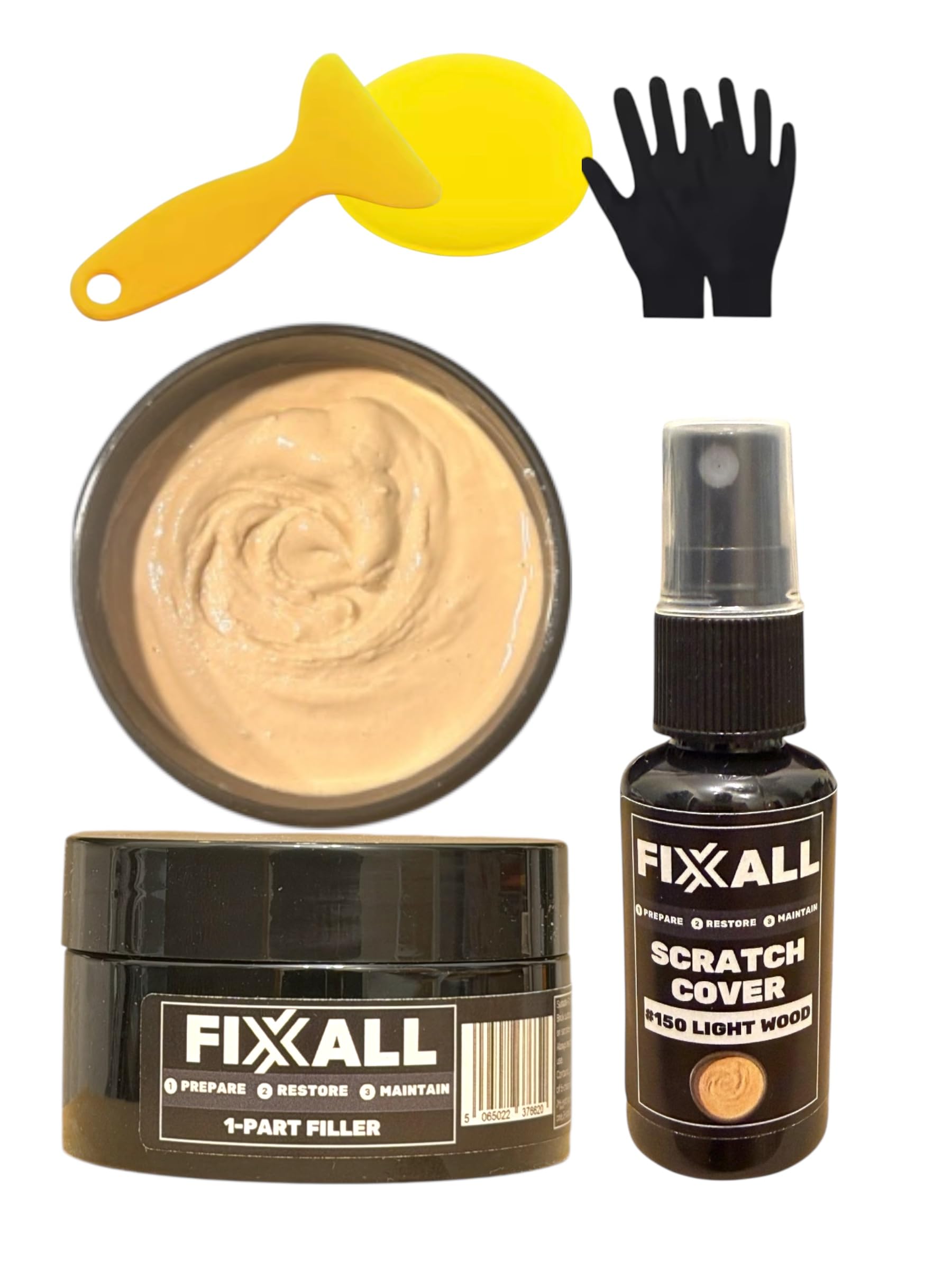 Fixxall All Surface Repair Kit – Wood, Stone & Tile Repairs - Scratch Cover + Repair Filler for Worktops & Floors – Covers Scratches, Scuffs & Small Chips – Quick, Easy DIY (Light Wood)