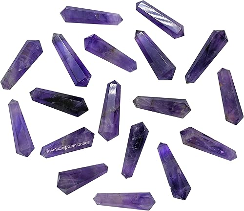 Puntos de cristal de amatista, cristales curativos y piedras a granel, paquete de 3 puntas curativas de doble terminación, cristales a granel para