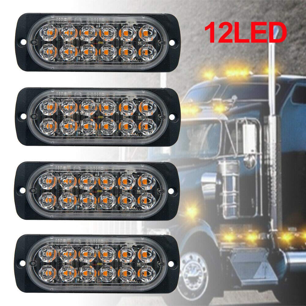 Baceyong 10 sztuk awaryjnych świateł stroboskopowych 12 V/24 V do ciężarówek, 12 diod LED, kolor pomarańczowy