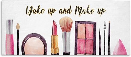 Stupell Industries Wake Up Make Up Watercolor Pink Grey Fashion Word Design Canvas Wall Art, 10x24, Multi-Color