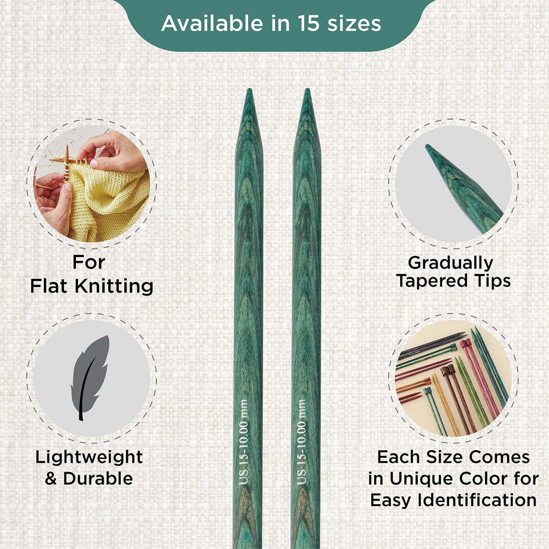 KnitPro Dreamz Single Pointed Needles 12" (30cm), Aquamarine, 10.00mm - Image 3