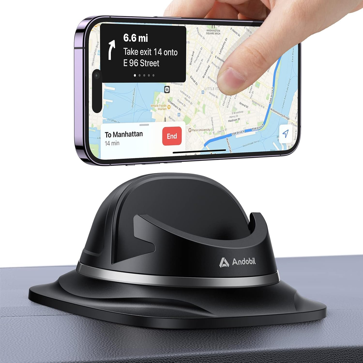 andobil Upgraded Car Phone Holder Stable Silicone Phone Holders for Your Car 360 Rotatable Dashboard Cell Phone Holder