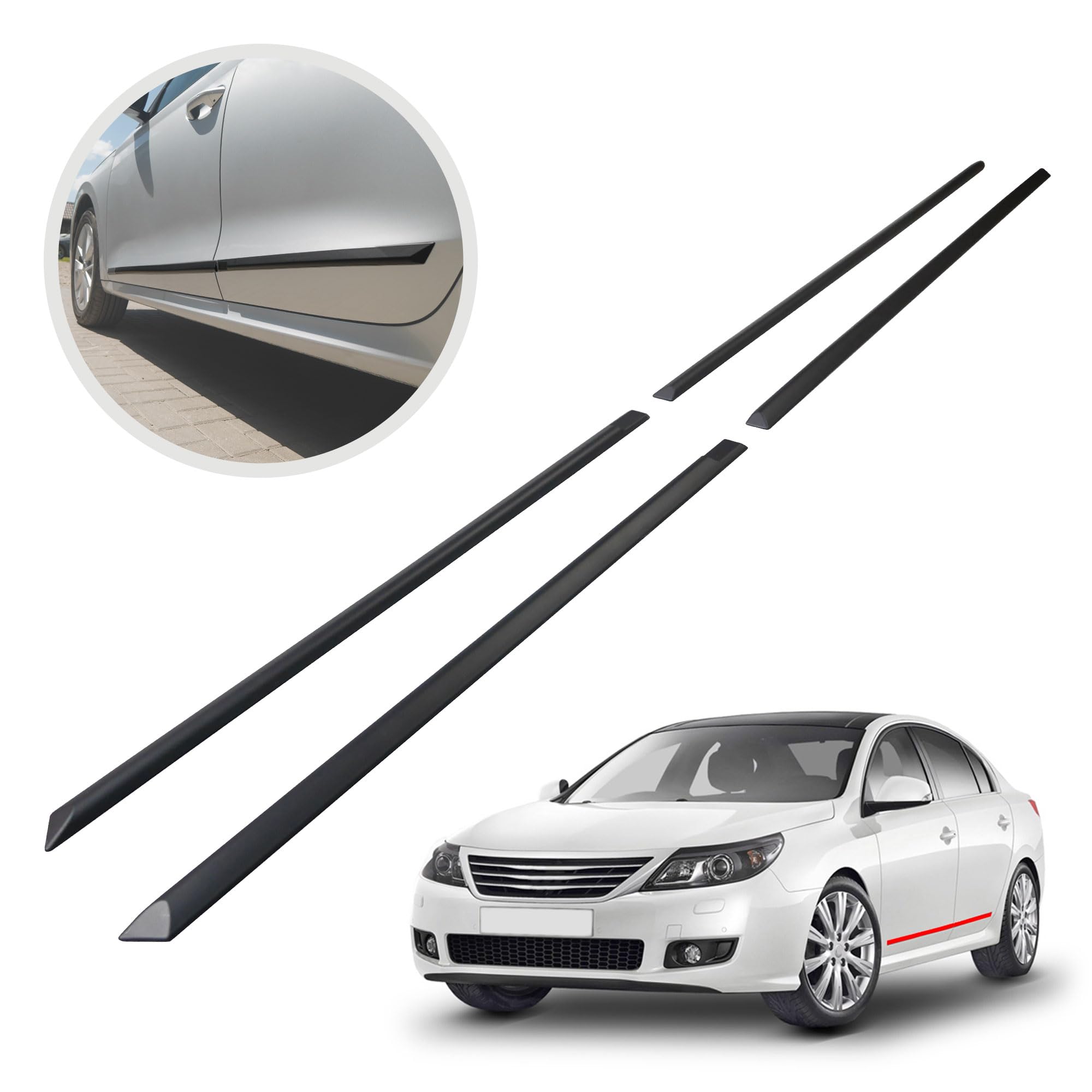 CHROMEMASTER | Listwy boczne drzwi | Kompatybilne z Renault Latitude Sedan 2011-2015 | Poliuretan, Kolor Czarny | Listwy Boczne Zabezpieczają Drzwi Samochodu Przed Uszkodzeniem
