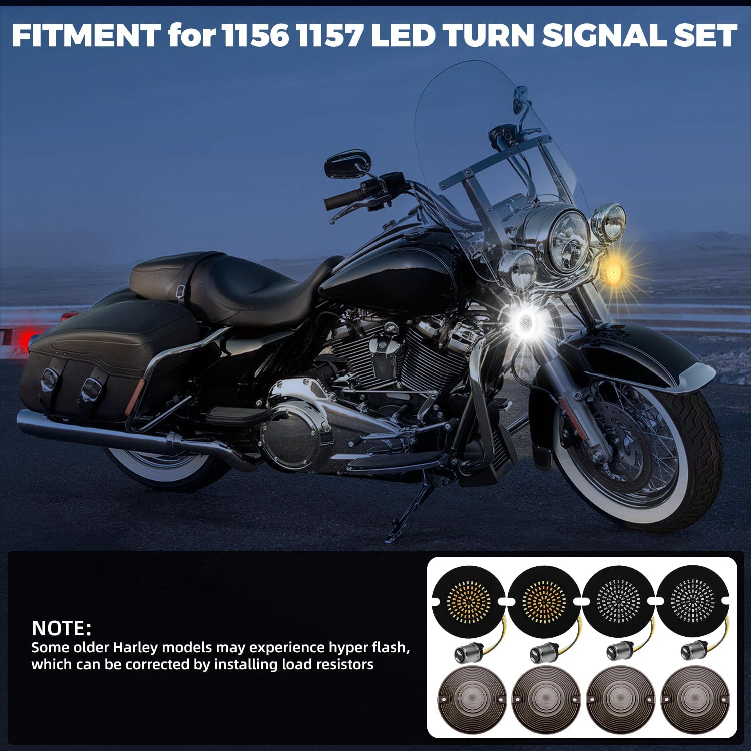 1156 1157 LED Turn Signals, 3 1/4 Inch Front Rear 81 LED Lights, Ultra-Bright Blinkers Compatible for Harley Davidson 1986-2026 Touring Electra Glide Road King Ultra Limited Tour Glide Softail