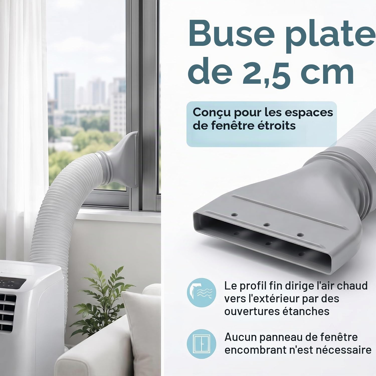 Adaptateur plat pour tuyau d’évacuation de climatiseur fenêtre, 130/150 mm,Adaptateur Plat pour Tuyau Climatiseur Mobile,Raccord pour climatiseur mobile, Extraction,sèche-linge et climatisation auto