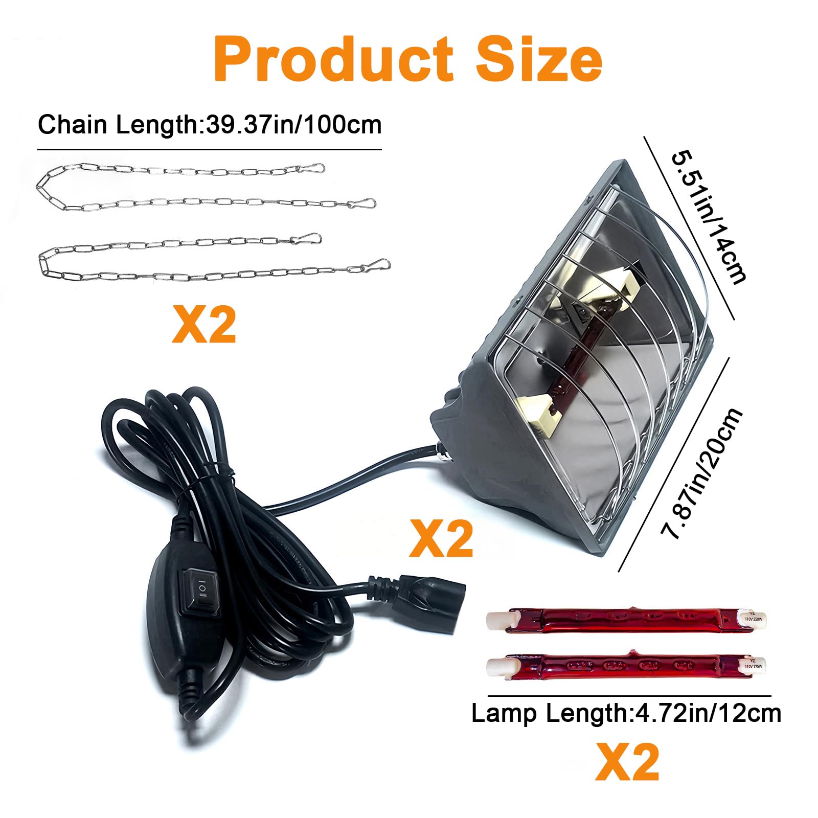 Calentador para Gallinero, Lámpara Infrarroja Impermeable de 250 W, Calentador de Invierno, Termostato para Aves de Corral con Ajustable para Pollitos, Cachorros, Gatos, Cerdos, Perros y Reptiles