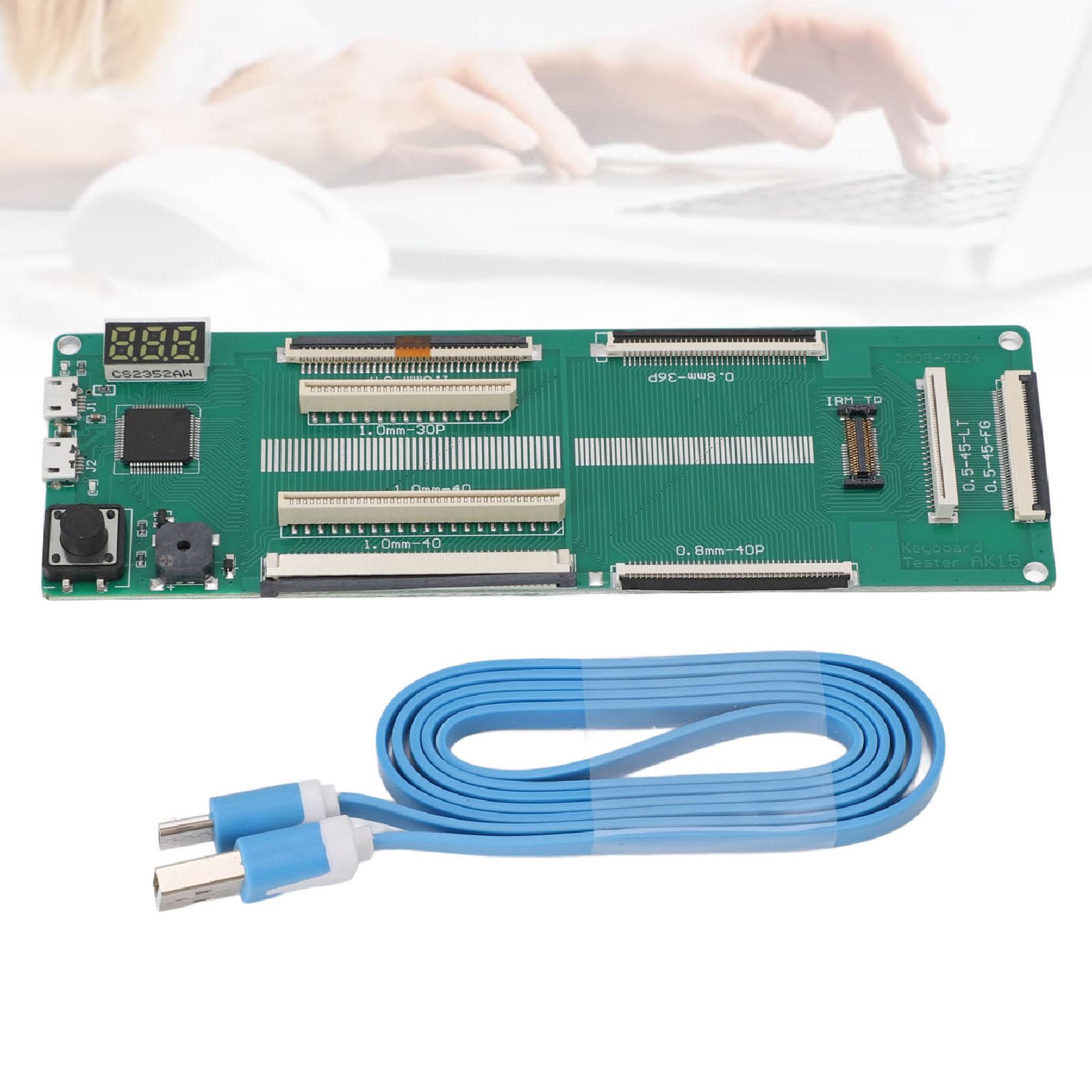 lyrlody Tester per Tastiera Portatile con Display Digitale, Dispositivo per Test Tastiera PCB con Cavo USB, Supporto Multiinterfaccia, Strumento Portatile per Tecnici di Officine Riparazioni