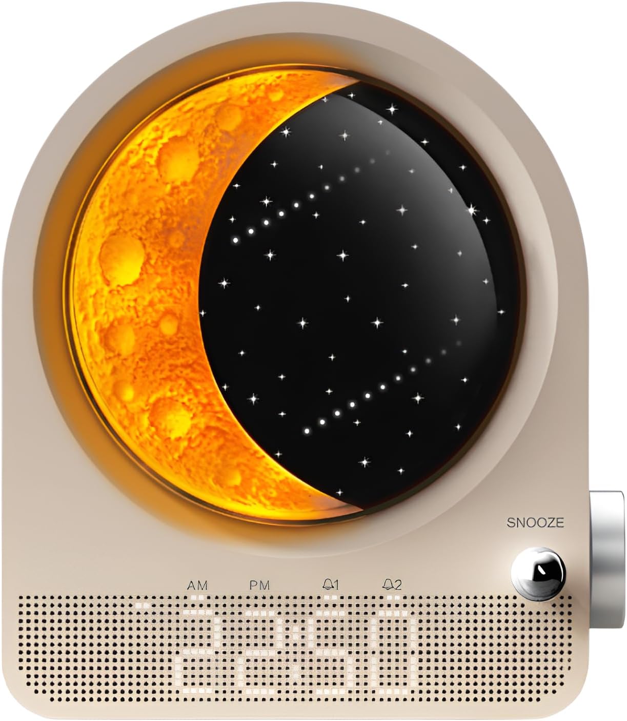 [Tumanld]式常夜灯 光目覚まし時計付き 流星投影月ライト 15サウンド+自然音 三段調光 ダブルアラーム USB充電 授乳灯