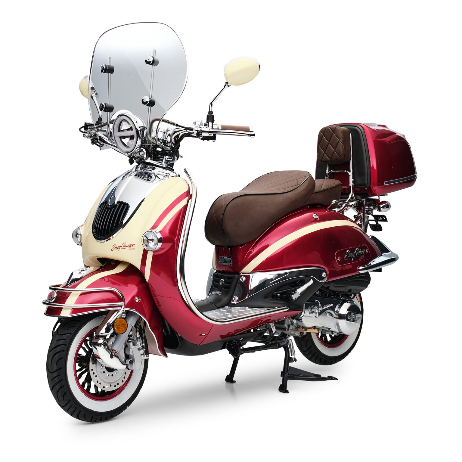 Burnout EasyCruiser Artemis Motorroller 125 ccm, 85 km/h, Rot Beige Metallic, Euro 5, 9 PS (6,3 kW), Einspritzsystem, Windschild, Topcase, Voll-LED, USB, digitales Tacho