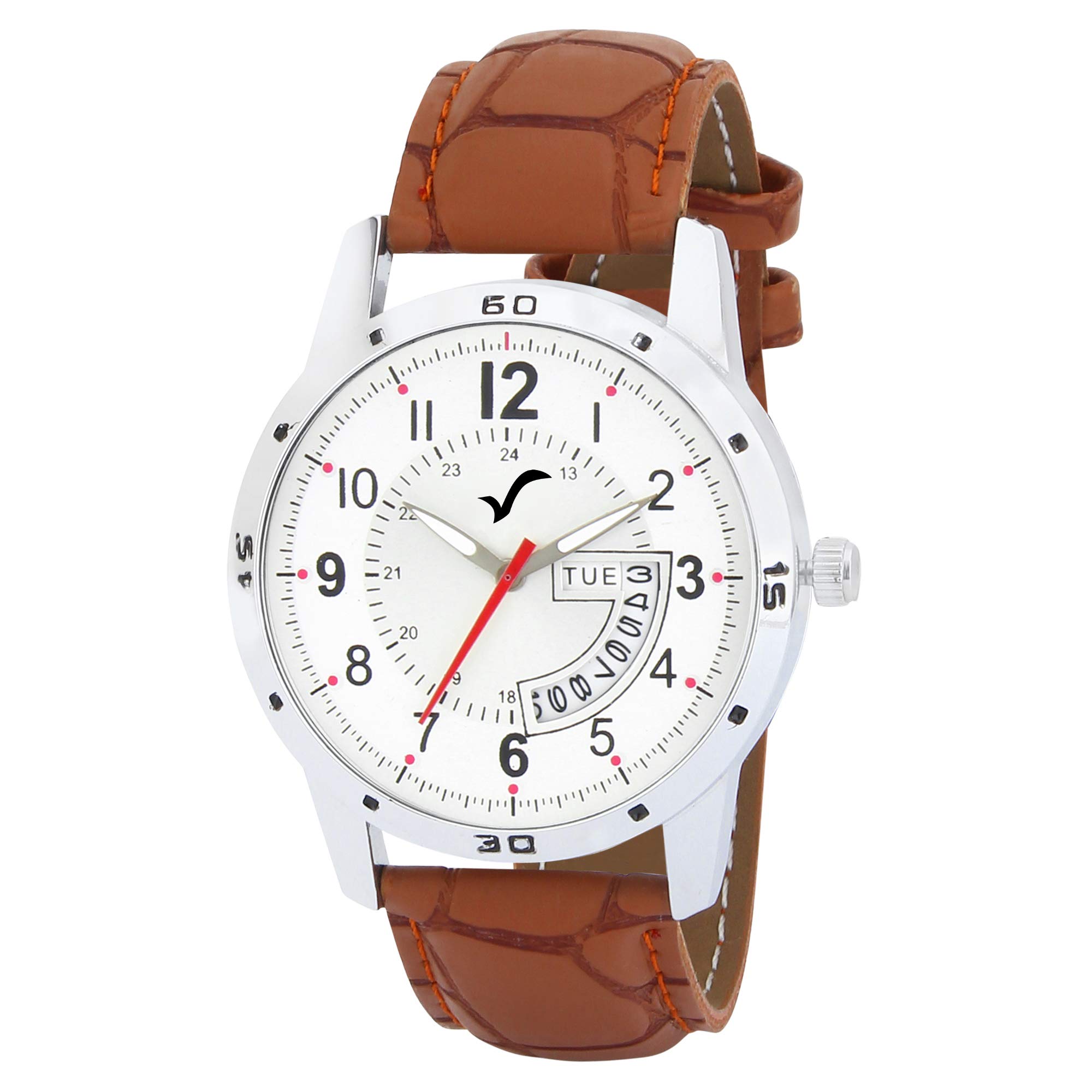 WRIGHTRACK Exclusive Quartz Movement Leather Strap Day & Date White Silver Dial Analogue Mens and Boys Wrist Watches (WT525) (B07M76RF88) Amazon Price History, Amazon Price Tracker
