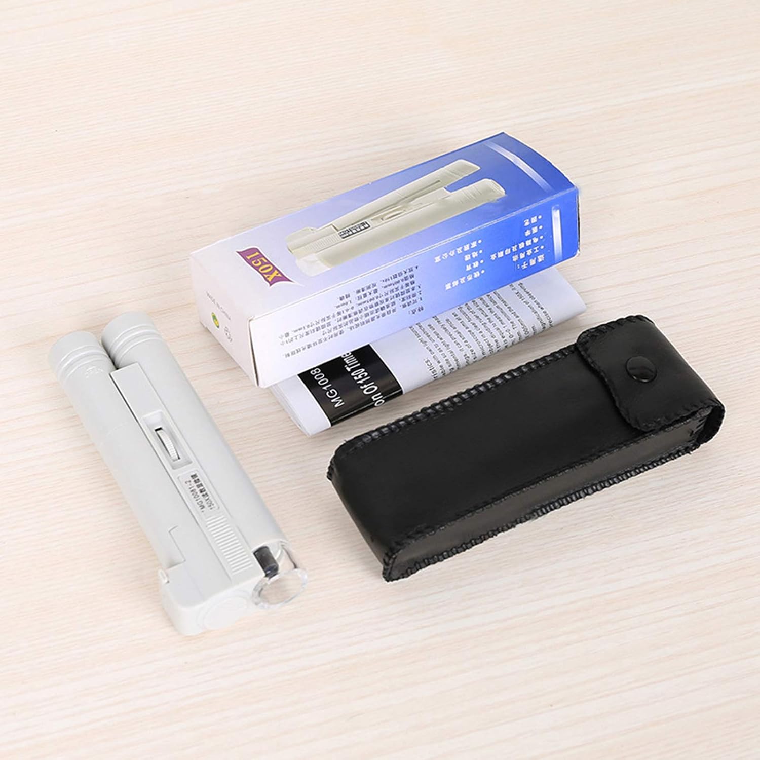 FAMKIT 150X Microscope with Scale Portable LED Lighted Pocket Microscope High Magnification