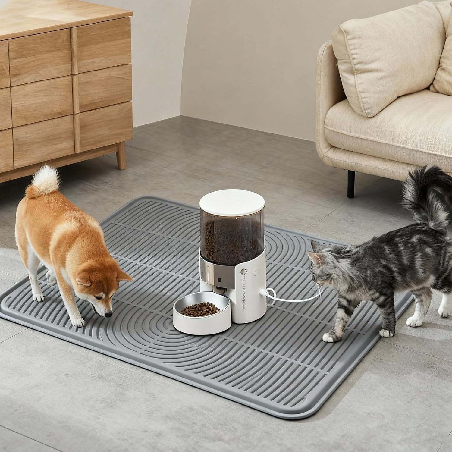 Cat Litter Mat 51x25.6in, Silicone Litter Box Mat, Waterproof Litter Trapping Mat for Cats, Washable Non-Slip Large Cat Litter Mat, Easy Clean & Reusable Pet Mat for Multiple Cats