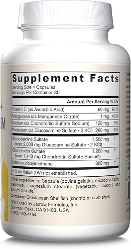 Miniatura 9 de Sumplemento Jarrow Formulas glucosamina condroitina y MSM GCM120 1 1