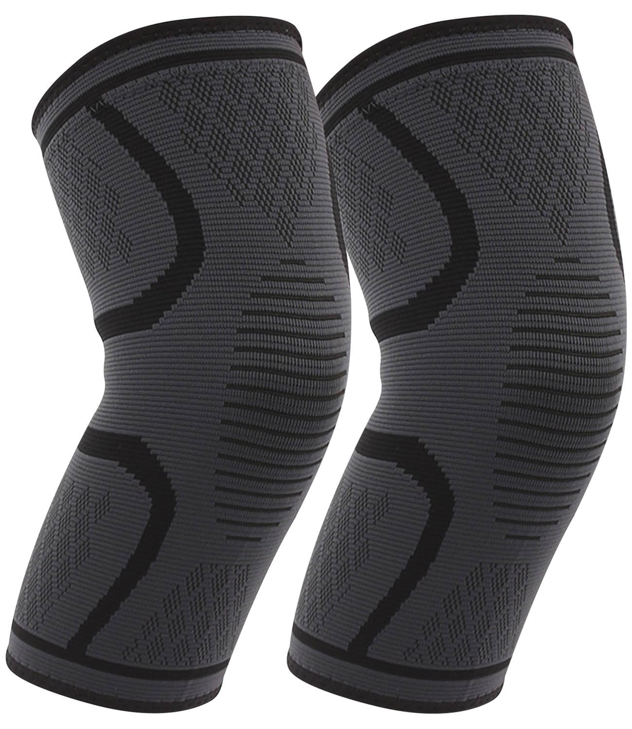 Kecartu 2 Pack Knee Brace, Knee Compression Sleeve for Men & Women, Knee Support Braces for Running, Basketball, Gym, Meniscus Tear,Arthritis, Knee Pain Relief & Injury Recovery, Black, XL