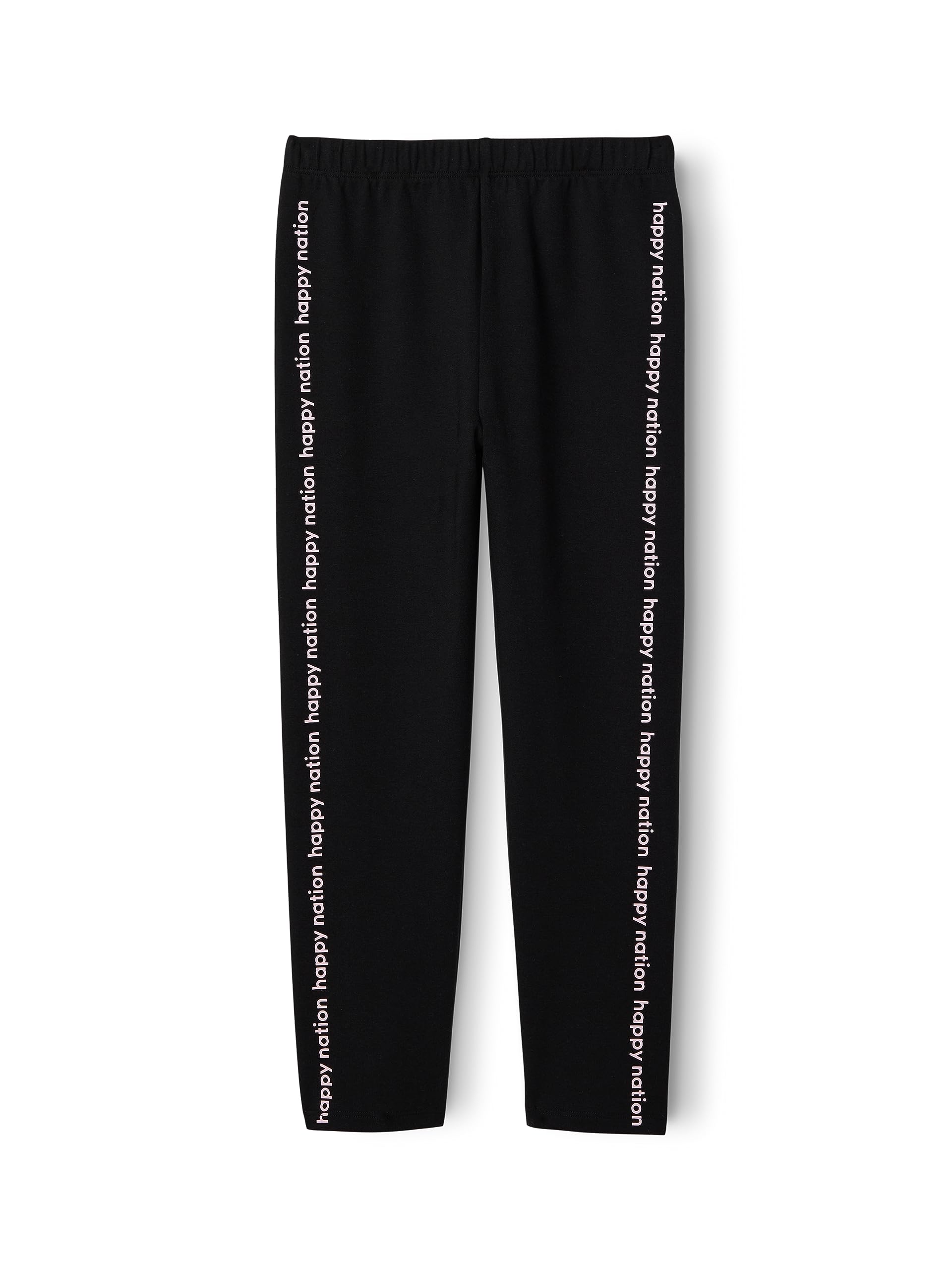 Happy Nation Girls Cotton Capri Leggings (Pure Black)