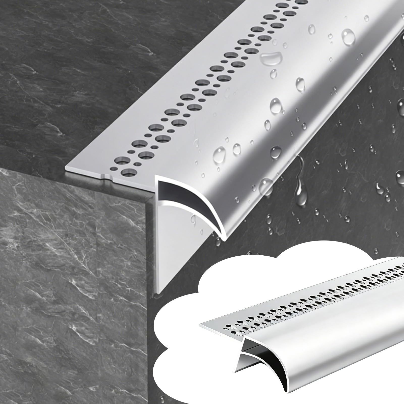 Tropfkantenprofil Dach- und Wand-Regenabweiser, Außen-Tropfkantenprofil Aus Aluminium, Fensterbank-Entwässerungsprofil – Schutz Der Wände Vor Feuchtigkeit(W1.2in/3cm,L3.3ft/1m)