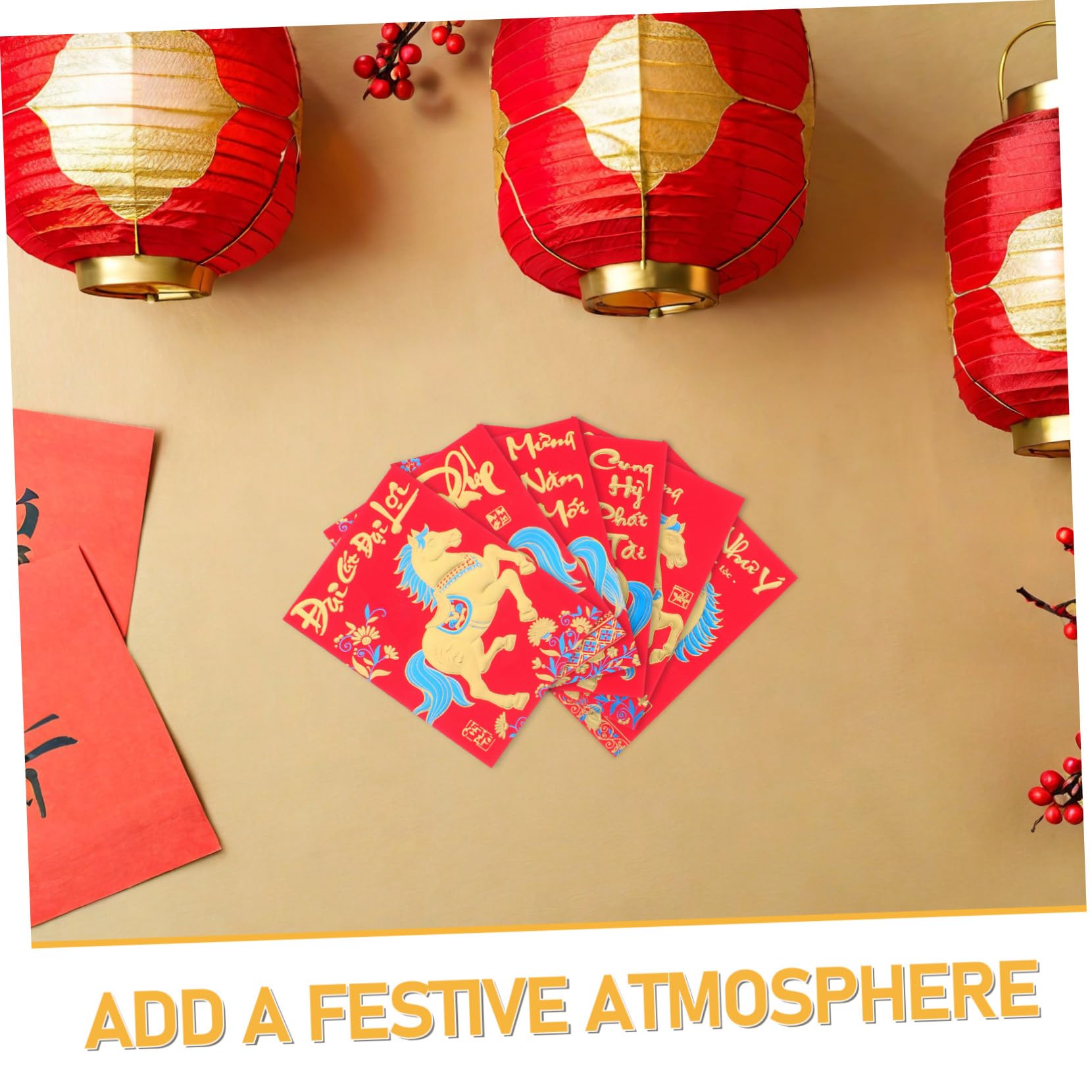 DOITOOL 360piezas Sobres Rojos Año del Caballo Sobres Rojos Chinos Hong Bao para Celebraciones Vietnamitas y Ocasiones Festivas