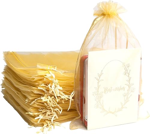 Miniatura 11 de Uigidori 100 bolsas de organza de alta calidad, bolsas de regalo de organza transparente de 8 x 12 pulgadas con cordón, bolsas grandes de malla