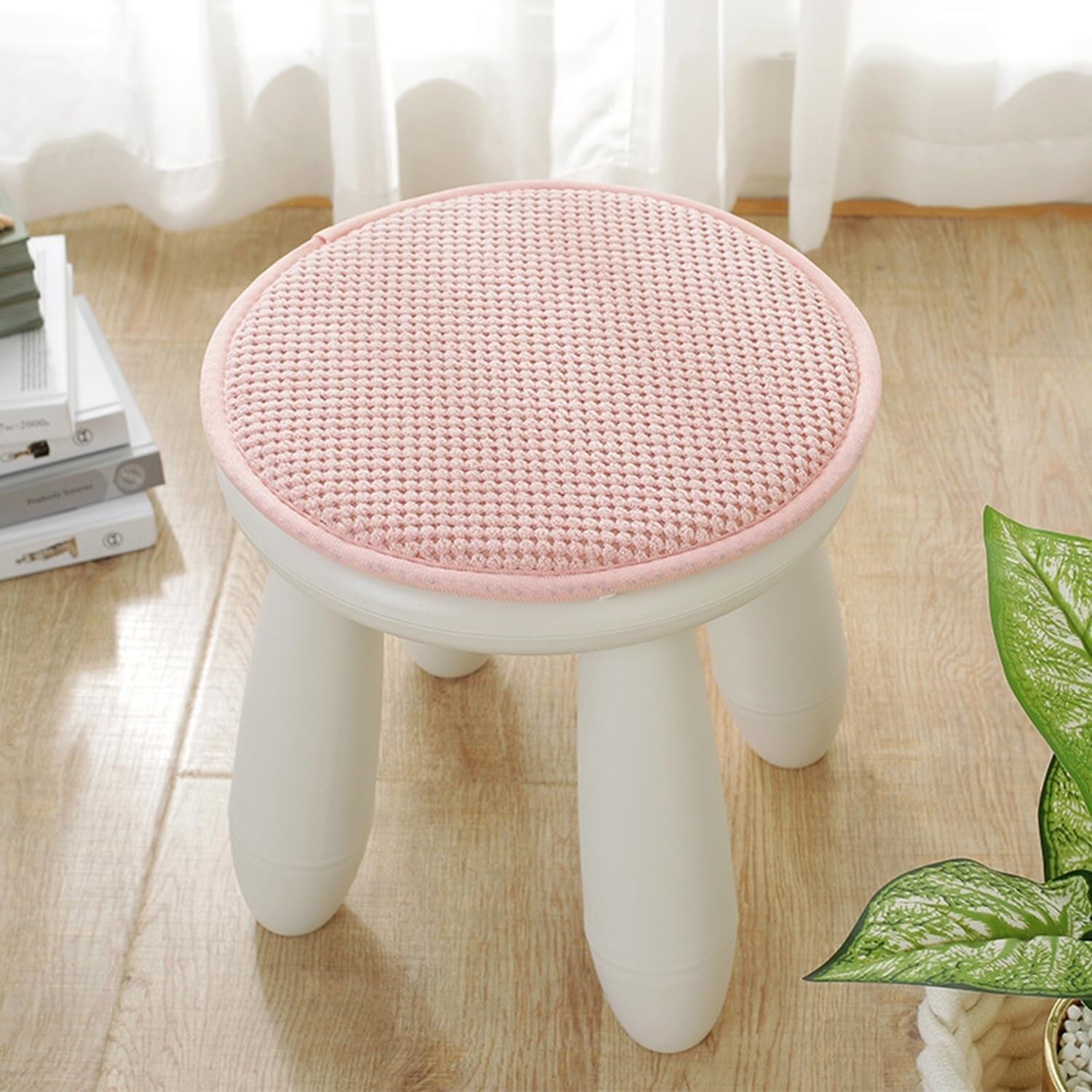 NMVAWIPT Round Stool Cushion, Chair Seat Cushions For Dining Kitchen, Office, Bar Stools(Pink,14ins)