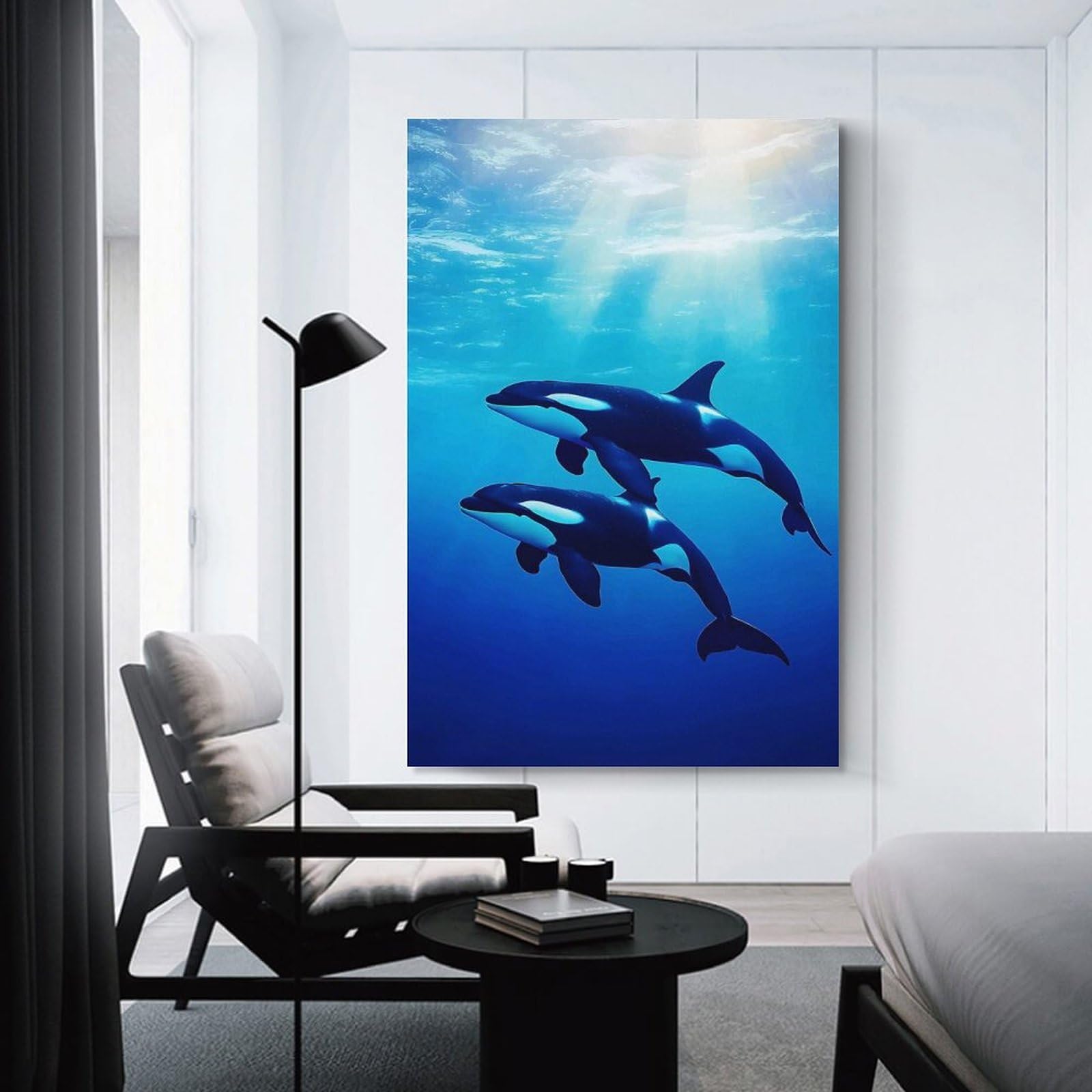 Junmoney Whale Watching Adventure Canvas Art Print, 20x30inch(50x75cm), for Living Room, Bedroom, Office Or Hallway, Decorative Artwork with Broad Appeal