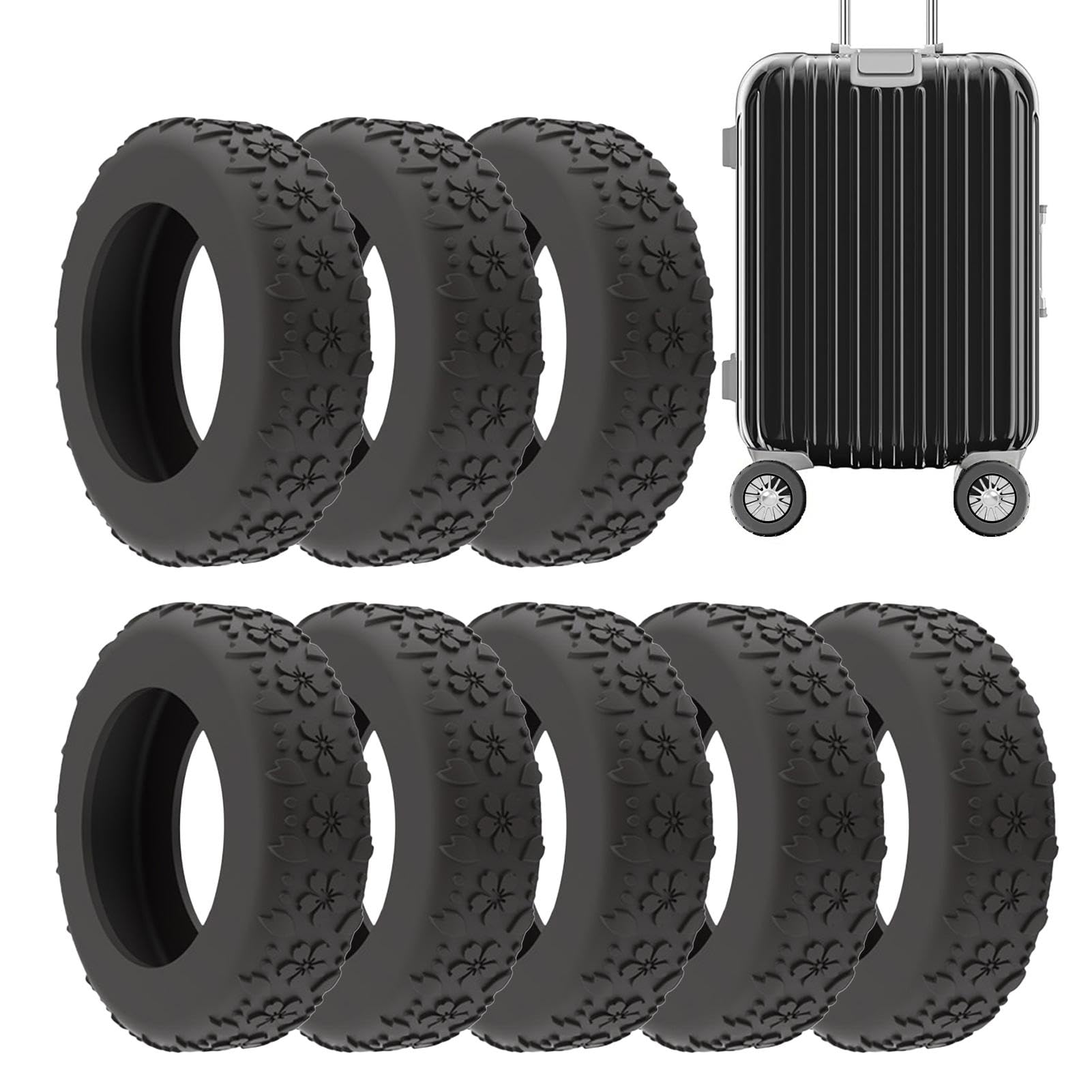 Lot De 8 Housses Silicone Pour Roues De Valise - Protection Antibruit Bagage Voyage - Neuf Générique