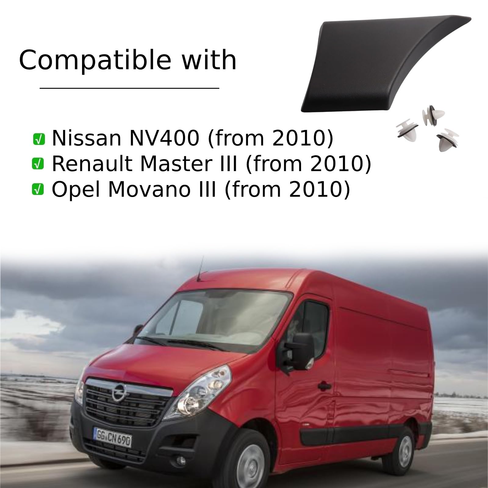 Twowinds Modanatura Laterale Carrozzeria 768F20004R Compatibile Nissan NV400 Renault Master 3 Opel Movano 3 2010 Passaruota Posteriore Sinistro Rivestimento Pannello Protezione