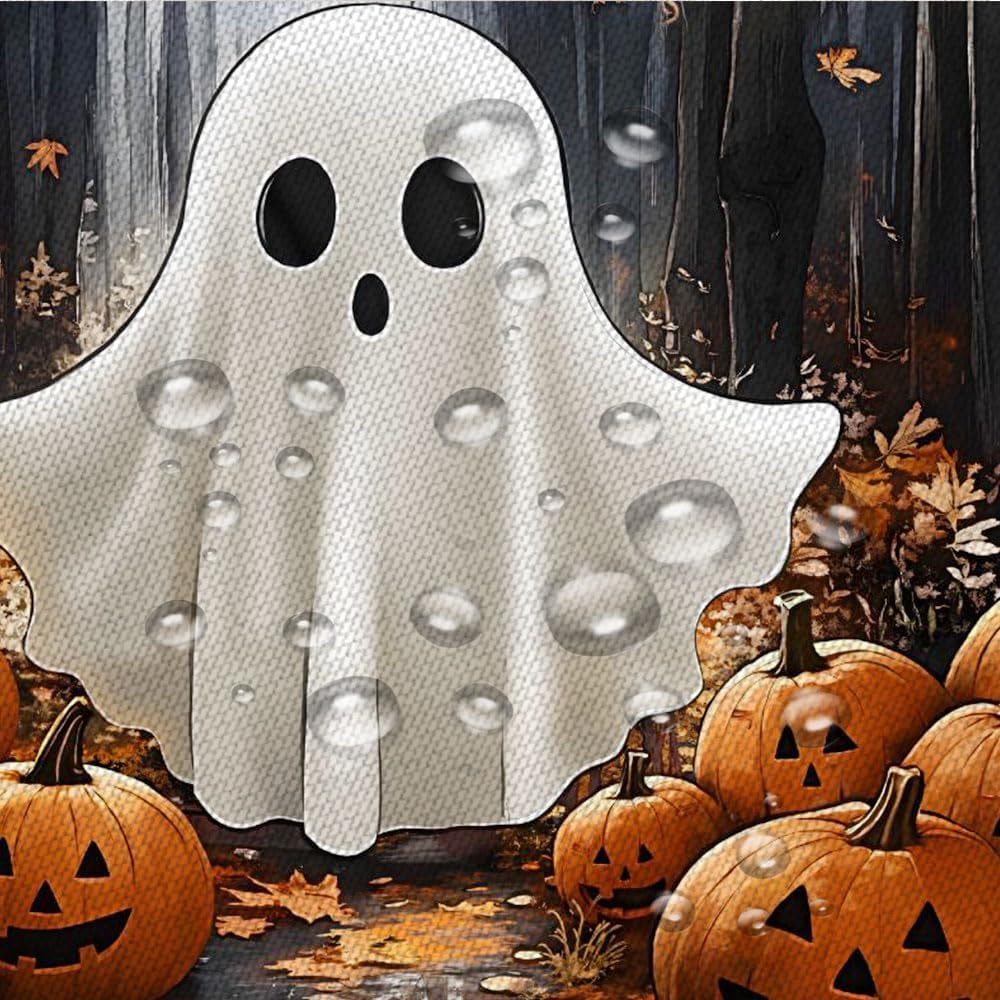 Halloween Ghost Shower Curtain Horror Pumpkin Dead Tree Forest Spooky Gothic Scary Festival Polyester Curtains Bathroom Decor with Hooks 78" Wx70 H
