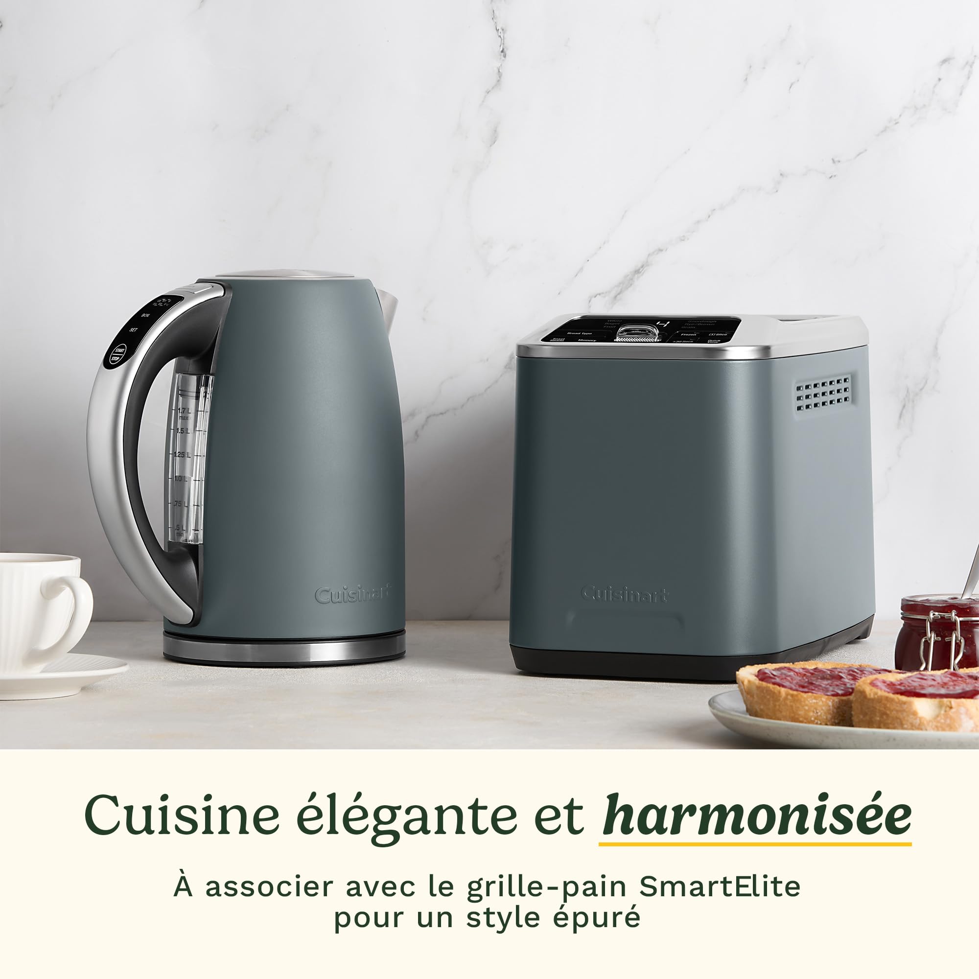 Cuisinart Bouilloire électrique SmartElite 1,7 L Denim | Température Réglable 50–100 °C | Écran Numérique | Ébullition Rapide 3 kW | Filtre Anticalcaire Lavable | Bec Verseur