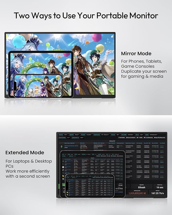 Monitor Portátil 23.8" FHD IPS 120Hz con Soporte Ajustable miniatura 3