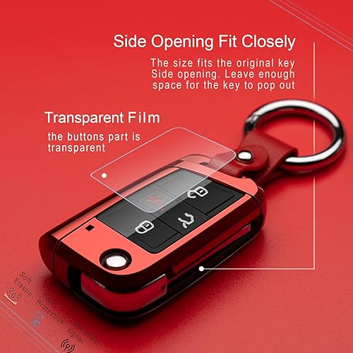 Miniatura 3 de Compatible con Volkswagen - Funda plegable para llavero de automóvil, funda protectora de TPU roja, compatible con VW Golf Jetta Atlas Tiguan e-Golf