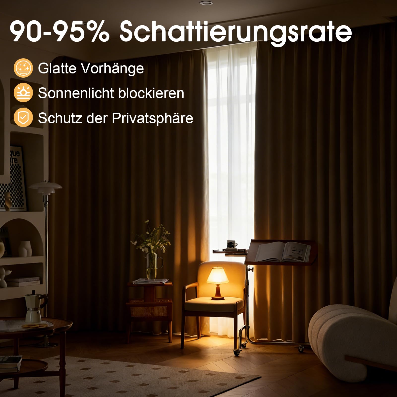 Tenda divisoria con binari, tenda divisoria extra larga, oscurante, con guida flessibile per soffitto, opaca, isolamento termico, isolamento acustico, divisorio (beige, 2,2 x 2,7 m)