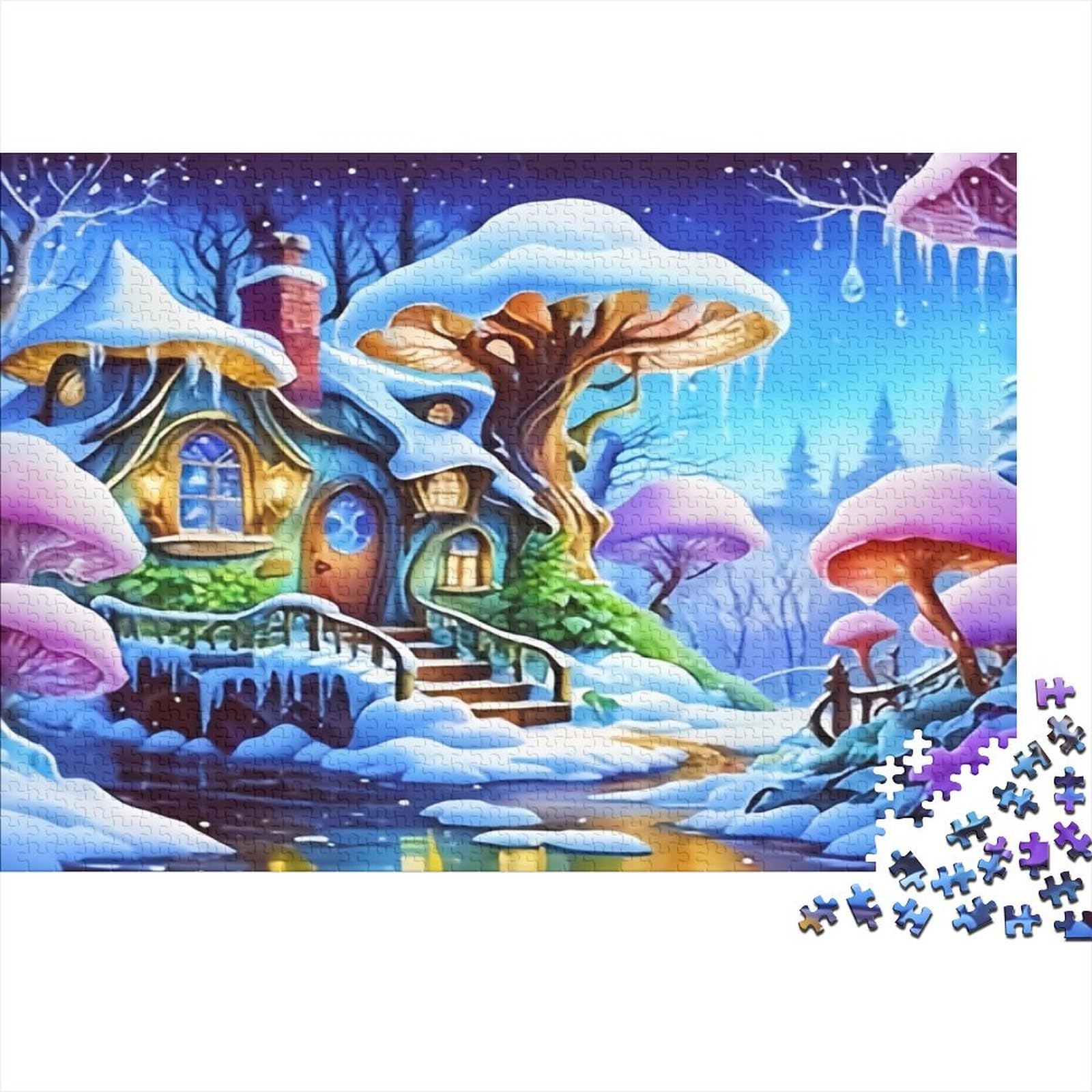 Relaxing Winter Scene Jigsaw Puzzle Paper Fantasy 1000 Pieces Puzzle for Adults Brain Challenge Home Decor 70x50cm/1000pcs
