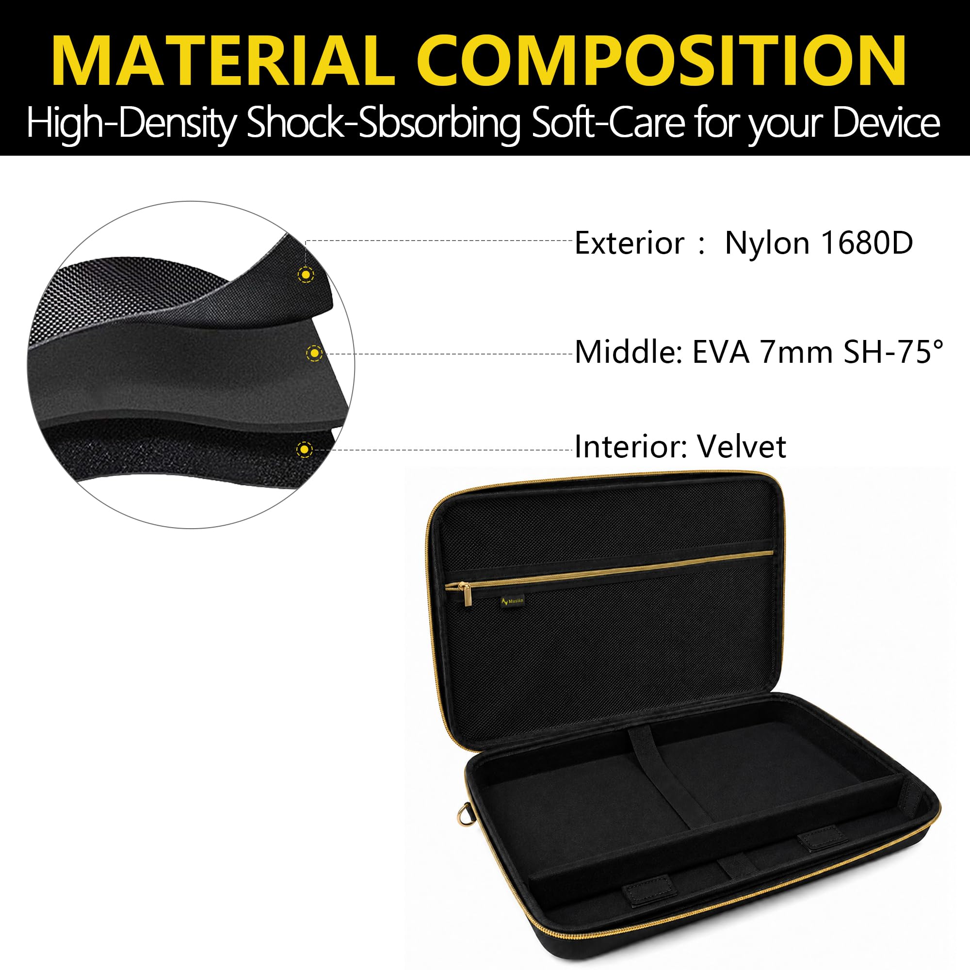 Musiin Custodia per controller tastiera MIDI di alta qualità, compatibile con Akai Mini IV, Arturia MiniLab 3, MiniLab MkII, sintetizzatore a 25 tasti, custodia protettiva portatile con tracolla (Gold