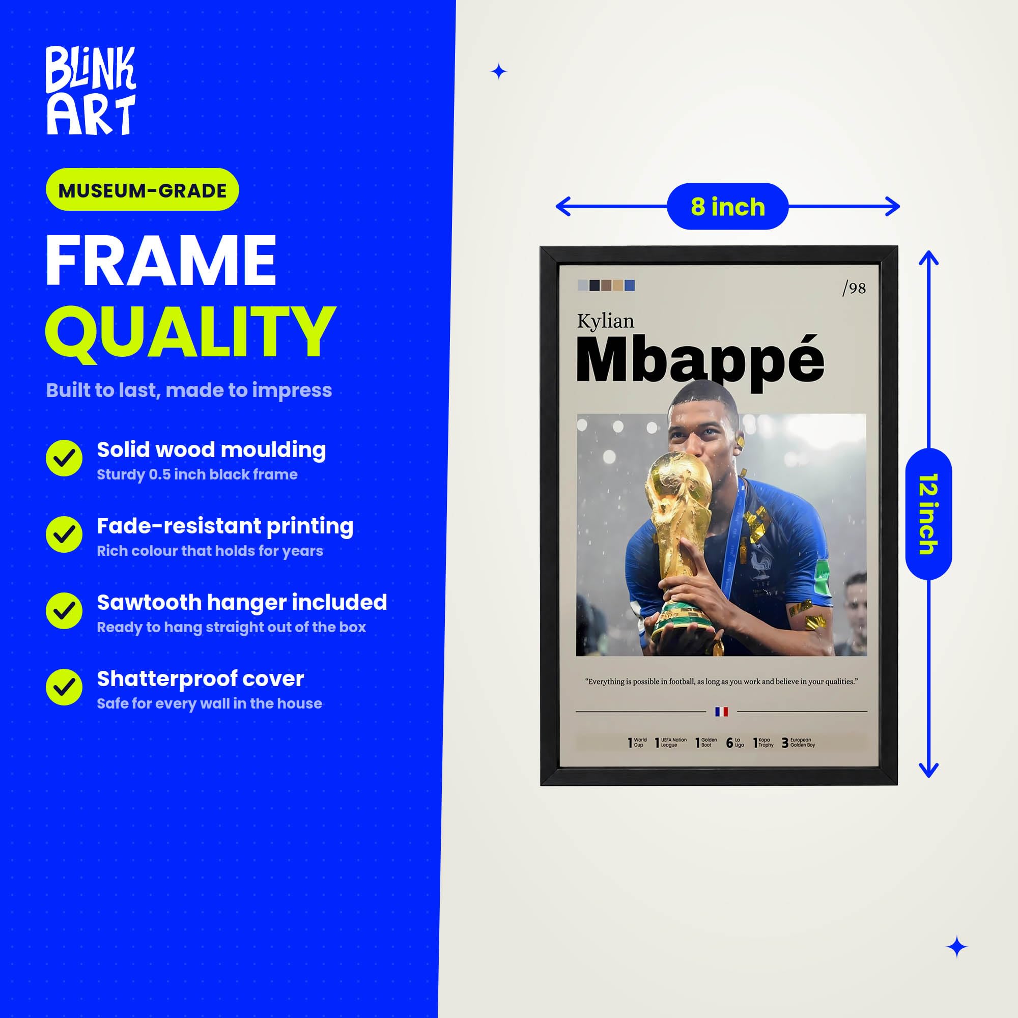Kylian Mbappe Football Poster - Framed Wall Art -4