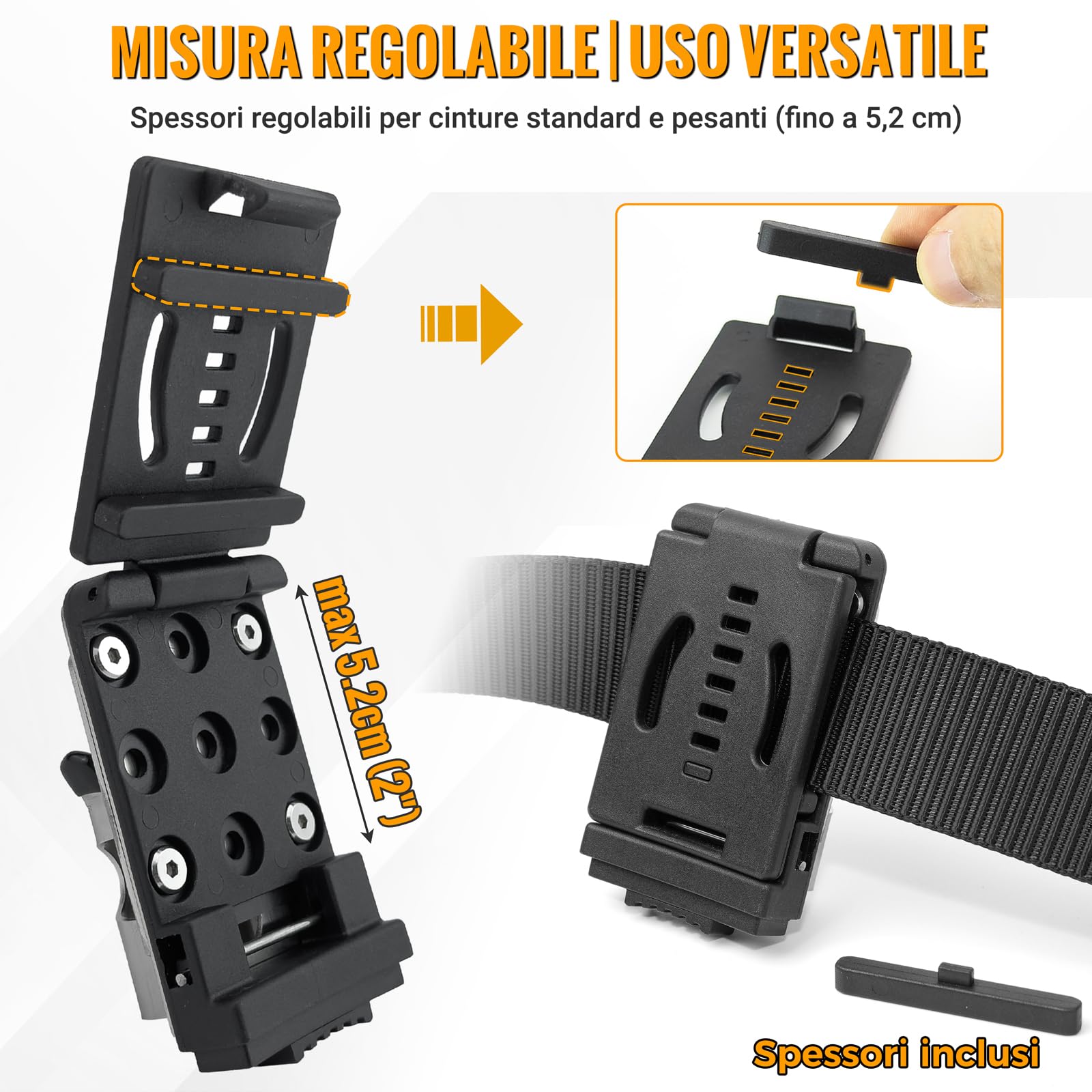 Porta Attrezzi da Cintura - Supporto Clip-on in Acciaio Inossidabile 304, Cintura Porta per Utensili per Ganci, per Trapani Senza Fili, Avvitatori ad Impulsi, Chiodatrici, Metri a Nastro