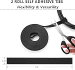 N NOROCME 192 PCS Kit de gestion des câbles 4 Manches de l'organisateur de fil,11 Porte-câble,35Cord Clips 10+2 fils de câble Organisateur 100 Câblodistribution pour ordinateur TV Sous le bureau, noir, clair