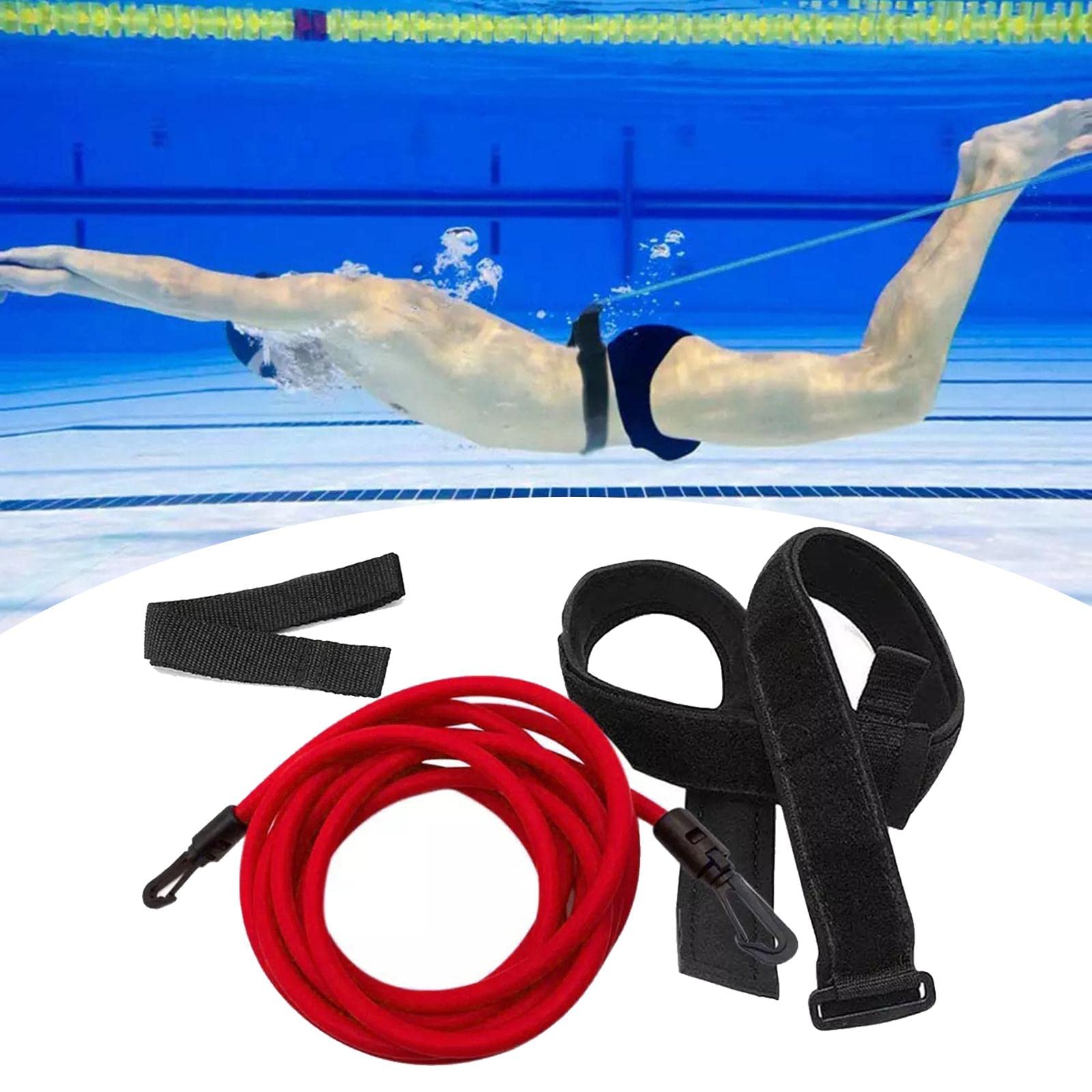 Cintura di resistenza per nuoto, 4 m, per allenamento e allenamento, giallo, 10 mm
